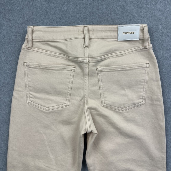 Express NWT Women's Mid Rise Boyfriend Cream Color Jeans‎ Size 0 - Picture 4 of 9